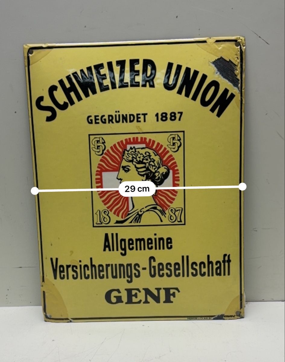 Schilder: Schild Schweizer Union Versicherungs-Gesellschaft Genf – Gebraucht aus Künten von Schnaepplihuus 2