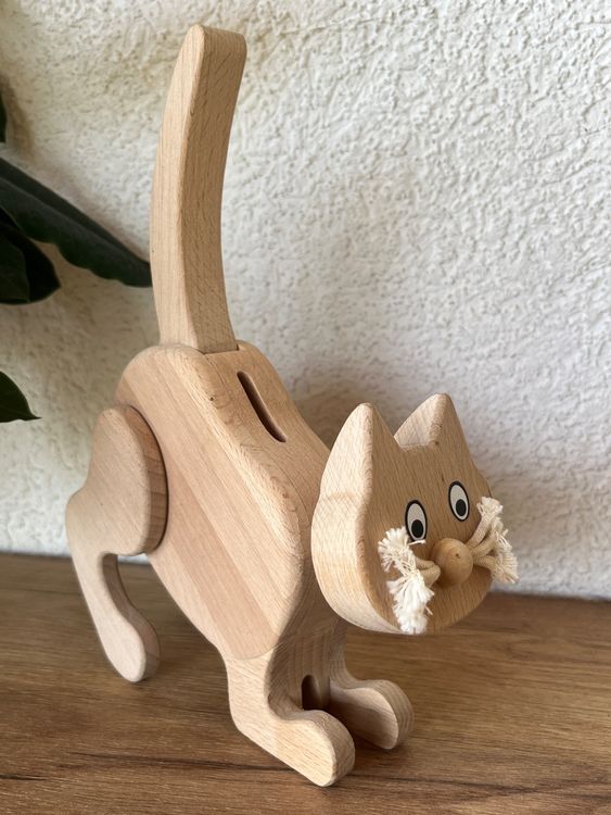 Witzige Sparbüchse / Spardose Holztier Katze Kaufen auf Ricardo