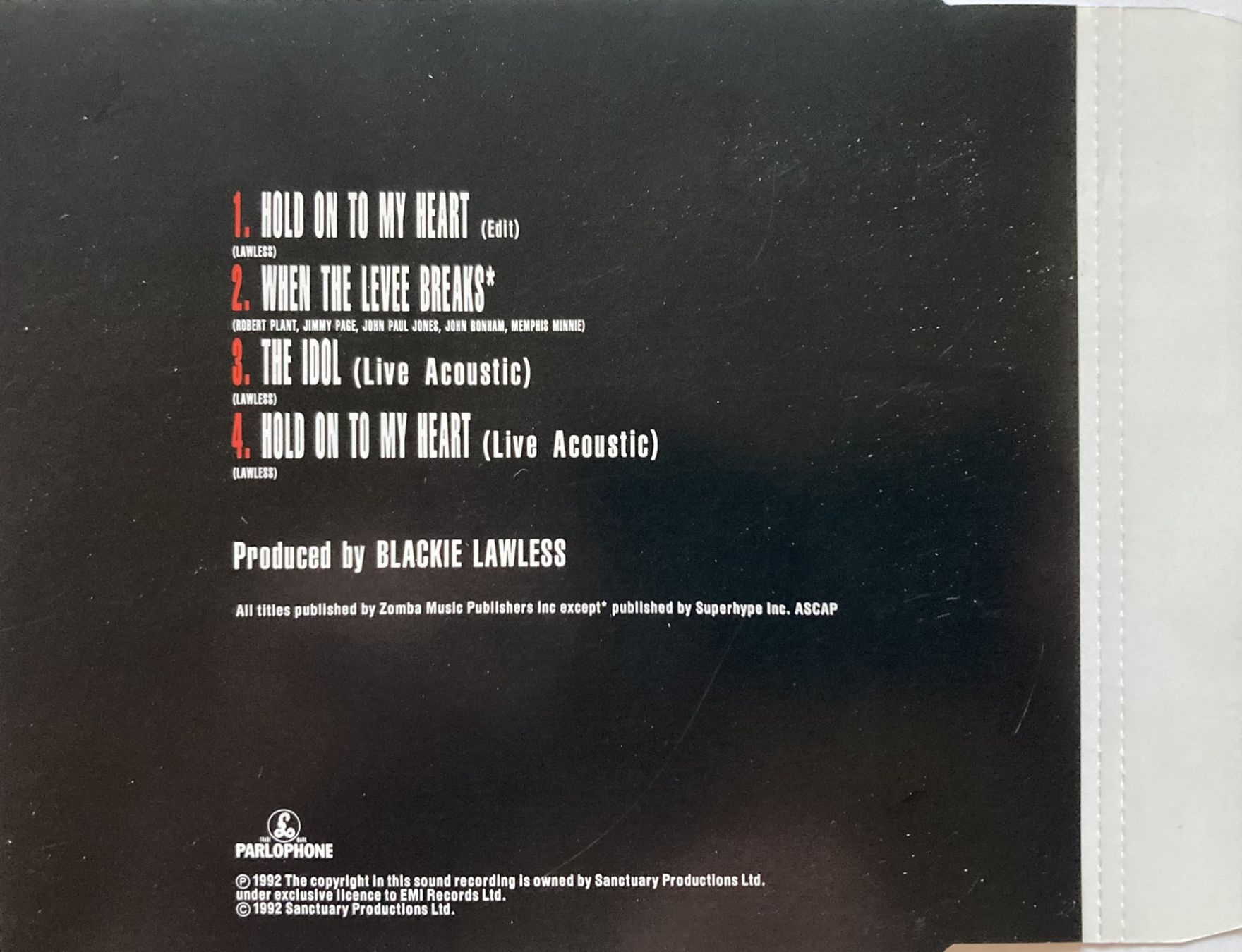 CD: W.A.S.P. - HOLD ON TO MY HEART – Usato da Bottens venduto da hotter-than-hell 1