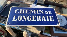 Ancienne plaque de rue émaillée"Chemin de Longeraie"Lausanne