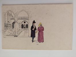 Alte Postkarte mit Zeichnung Koloriert guter Zustand