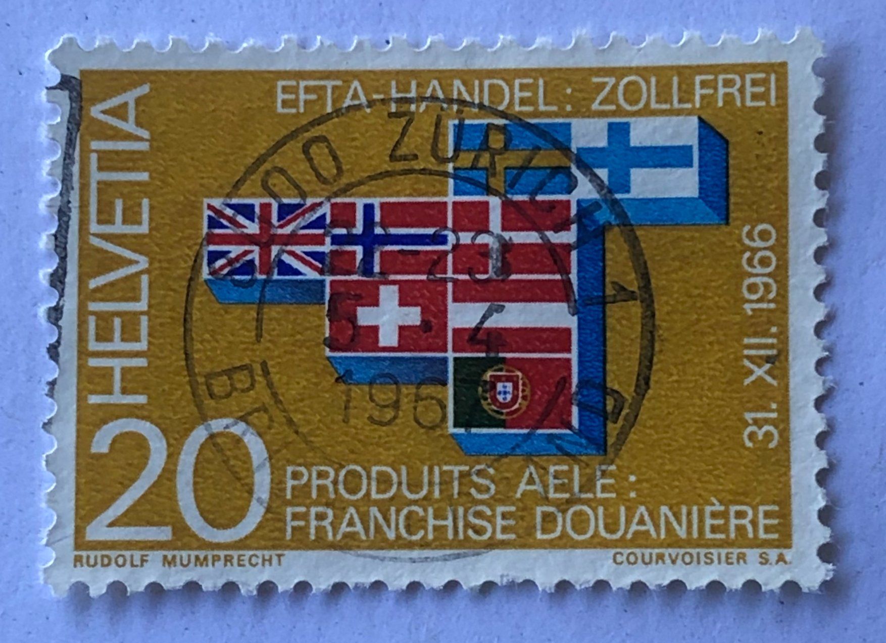 Alle Briefmarken: Nr. 447  GESTEMPELT  ZÜRICH 1966    – Gebraucht aus Aarau von Billa007