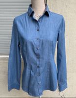 Superbe chemisier WALLMANN jeans fin et motif t.38