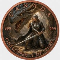 1 OZ Kupfermünze Canada "Kriegerin vs Drache"