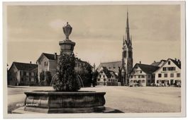 Amriswil, Brunnen bei Gasthof Bären, gelaufen 1930