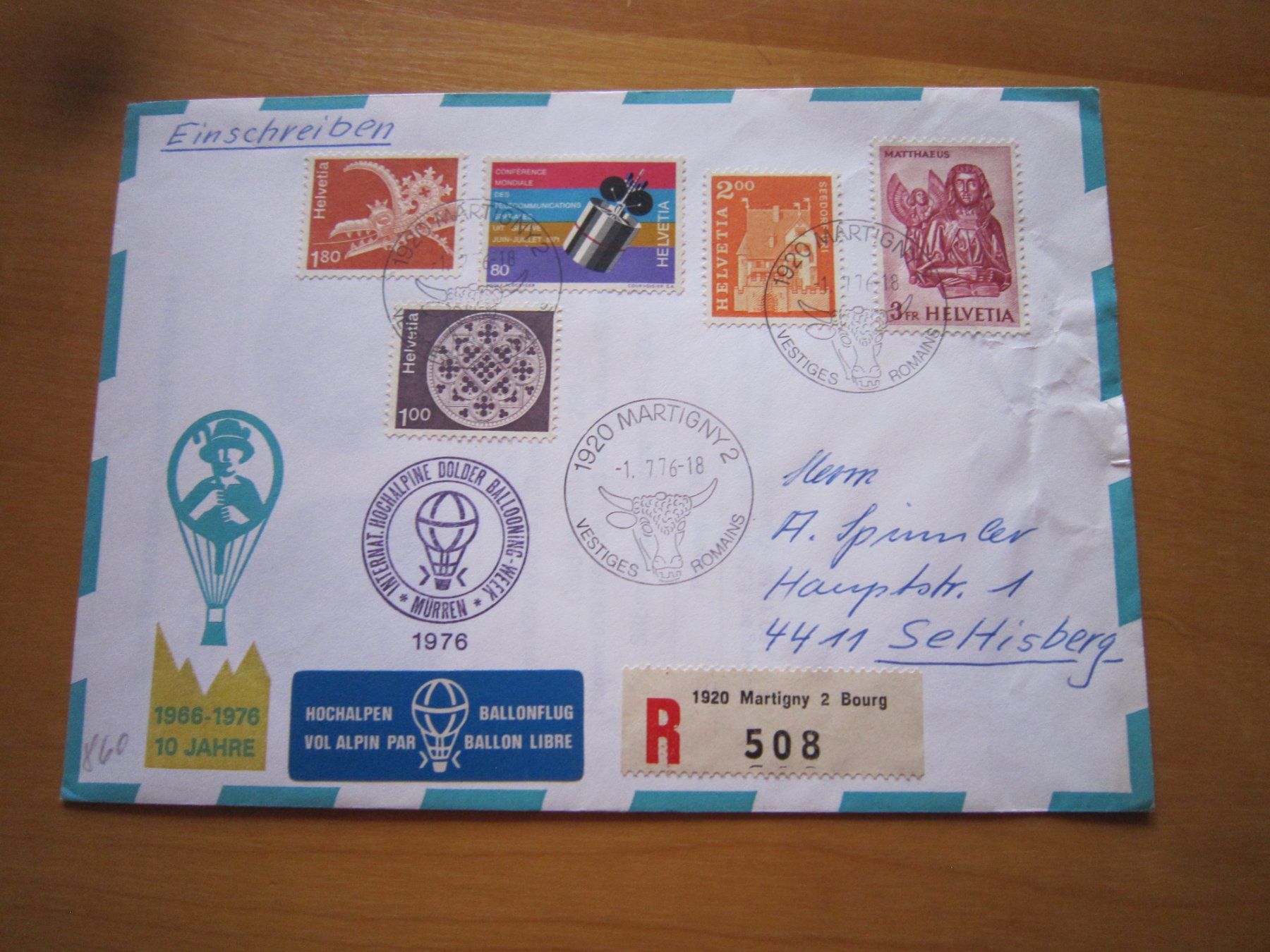 Tutti i francobolli: Ballonposto 1976 Stempel MARTIGNY – Usato da Giubiasco venduto da sal_9j6w