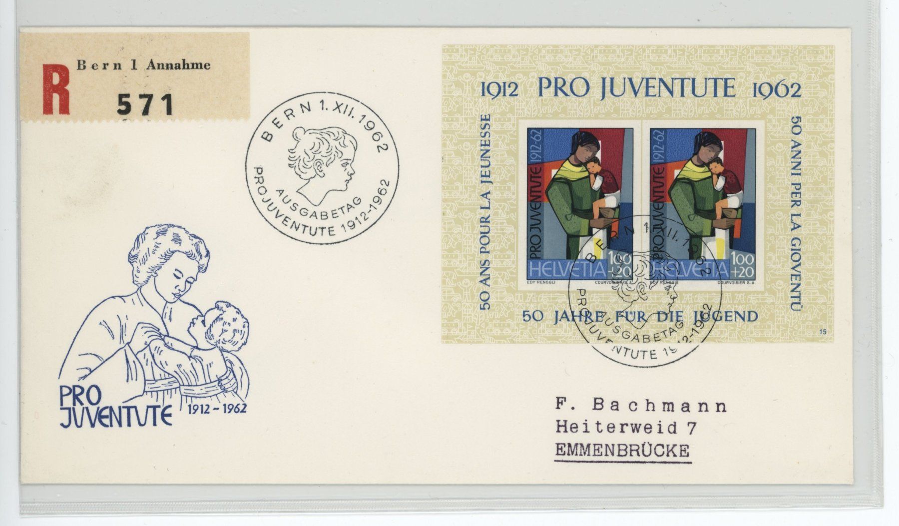 Alle Briefmarken: Privat illustriertes Pro Juventute FDC 1962 – Gebraucht aus Utzigen von sprint.007