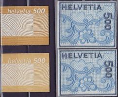 2x Holzmarke 2004 und 2x Stickereimarke 2000 ** Postfrisch**