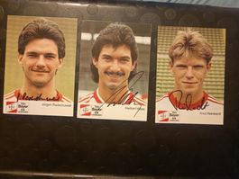 Bayer Leverkusen - 3x handsignierte alte Karten