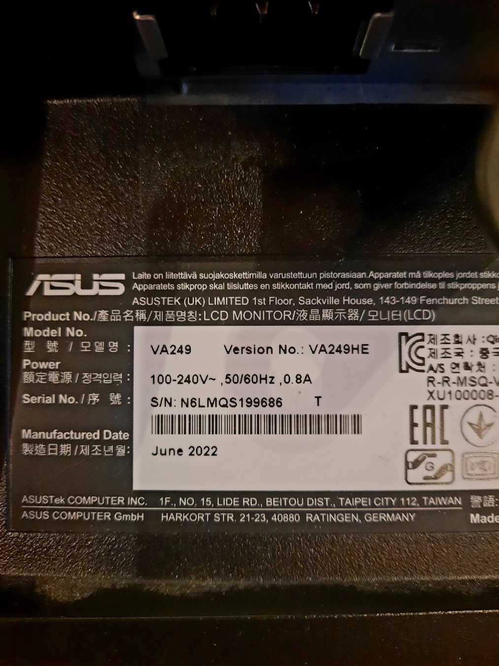 Asus Televisori: Écran ASUS avec support mural et bras articulé, comme neuf – Nuovo (secondo la descrizione) da Châtonnaye venduto da lem_x9zx 4