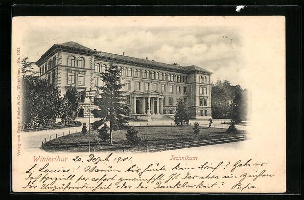 Cartoline postali: AK Winterthur, Technikum, 1901 – Usato da Berlin venduto da bartko-reher