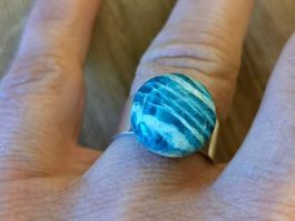 Bague en argent 925 et Amazonite zébrée, taille réglable