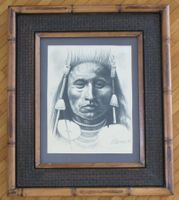 Georg(e) Hinke Original Zeichnung - First Nations Chief USA