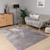 Teppich 300x400 cm grau waschbar rutschfest weich