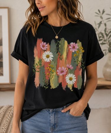 100 % Baumwoll-T-Shirt mit floralem Print Gr L