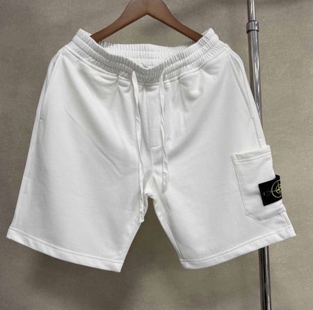 Shorts Stone Island weiss mit Logo Patch neuwertig