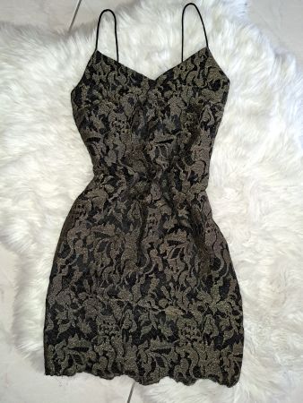 Ralph Lauren Spitzenkleid, Grösse 2, elegantes Schwarz-Gold