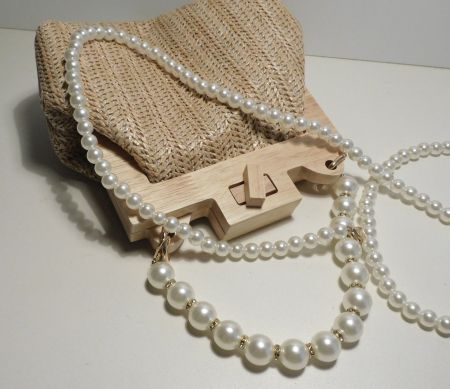 Tasche - Holz-Bast-Tasche -  Handtasche - Umhängetasche