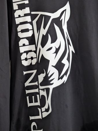 PLEIN Langarmshirt Long, Gr. XL, schwarz mit Druck, neu