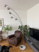 Stehleuchte 5 Spots, stufenlos dimmbar, Metall, Marmorsockel