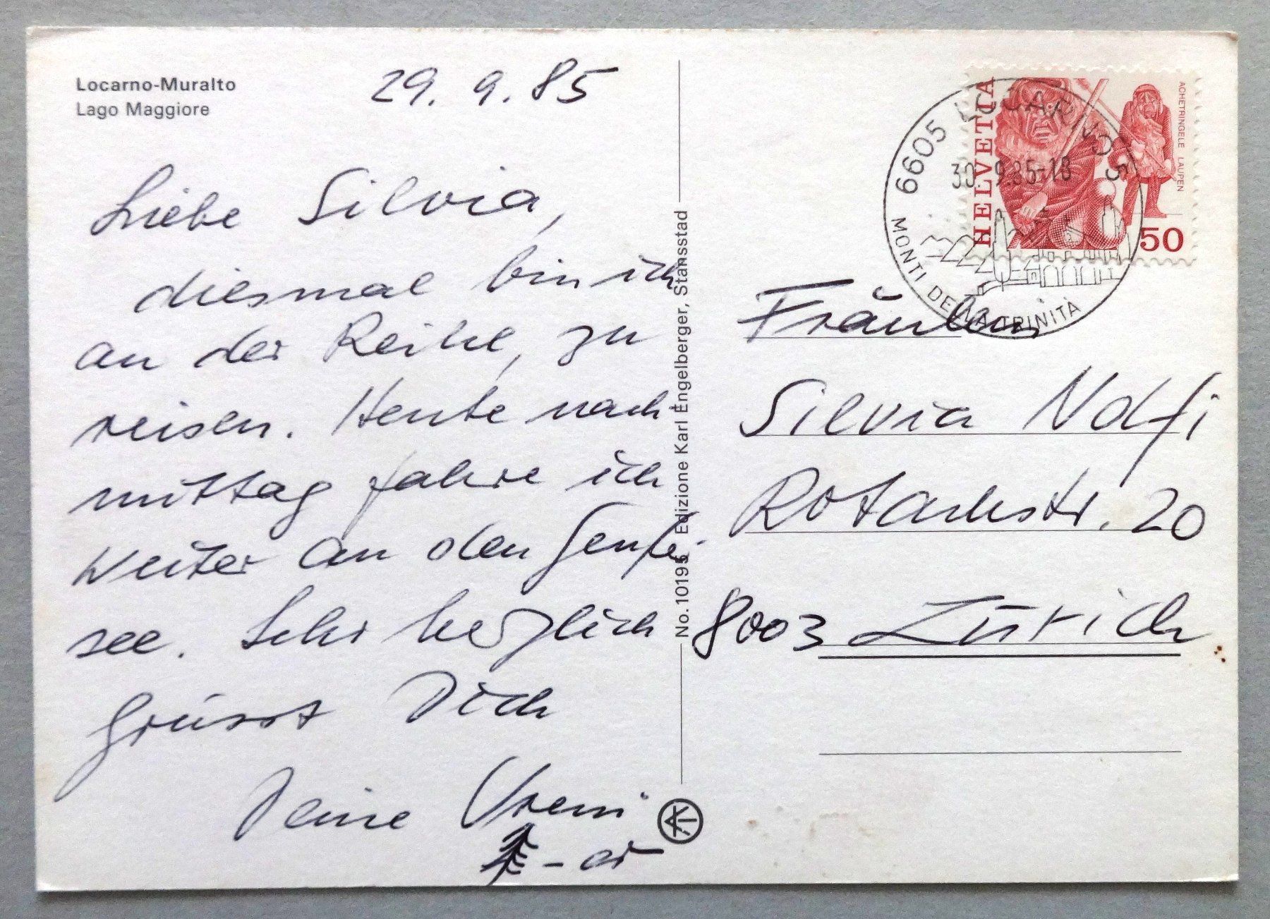 Cartoline postali: Locarno-Muralto, Lago Maggiore – Usato da Fétigny venduto da Billy2miny 1