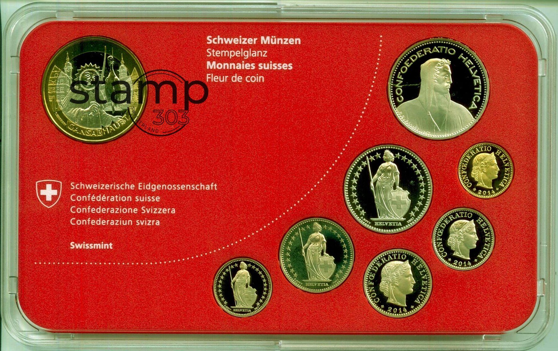 Toutes les monnaies: Schweizer Münzsatz 2014 stgl_TOP – Neuf (Voir description) à Eggersriet par stamp303 1