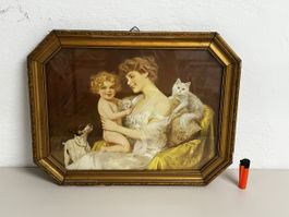Antiker Achteckiger Bilderrahmen aus Holz. Masse: 46x35.5 cm
