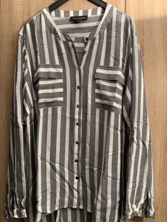 Bluse Marke Bodyflirt Bonprix grau weiss gestreift GR.42