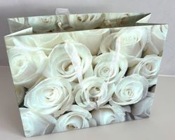 Geschenktüte Papiertasche Verpackung Rosenmotiv 27x21x11 cm