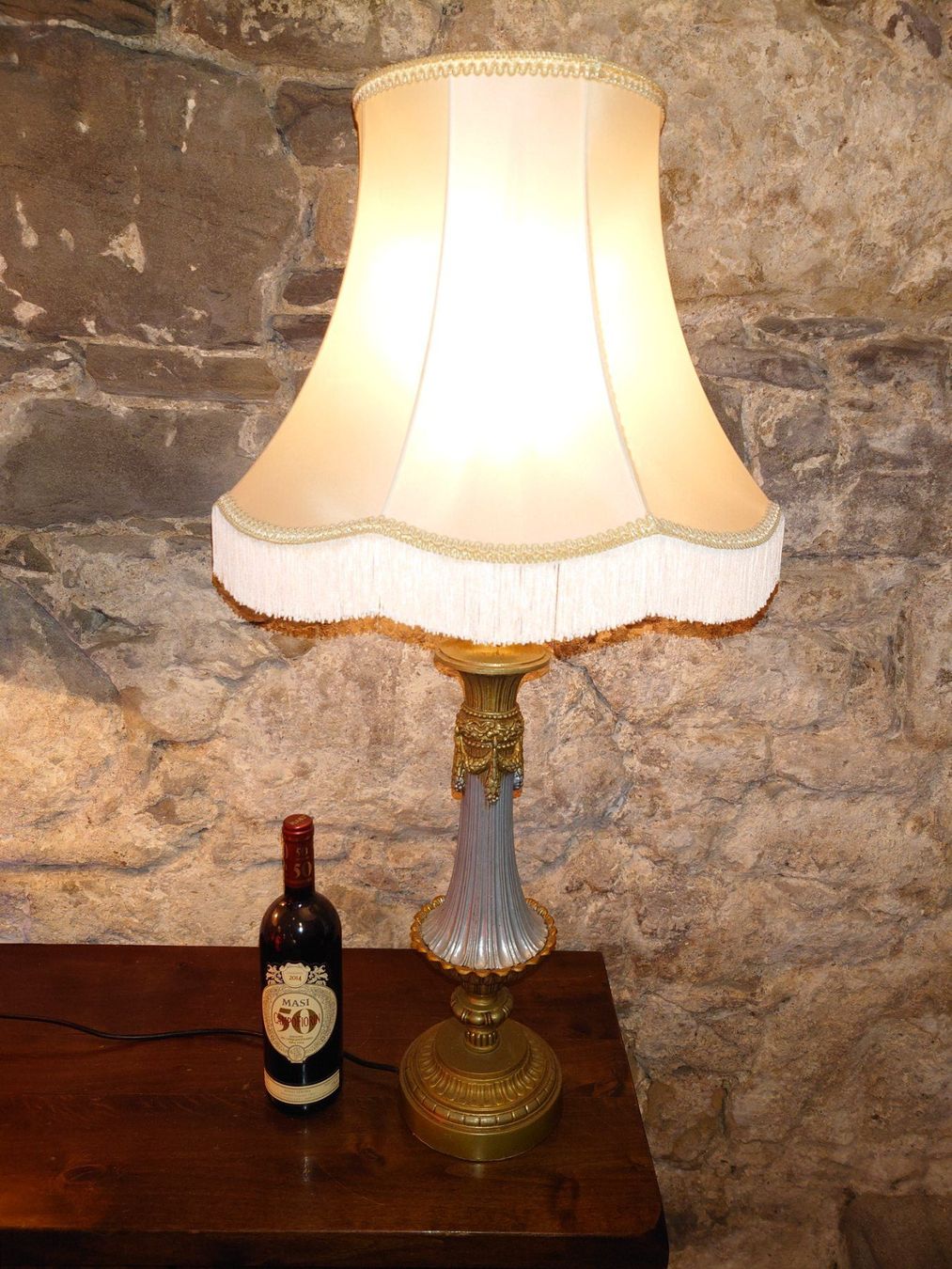 Lampade: Grosse exklusive Tischleuchte mit Seidenschirm um 1900 – Usato da Zürich venduto da Rst7 6