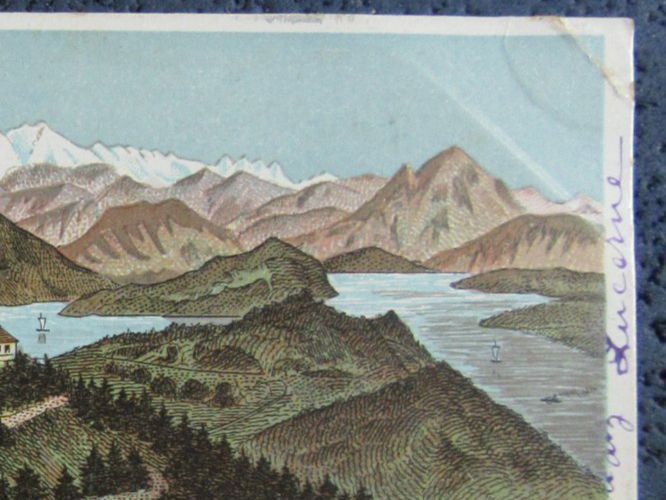 Cartoline postali: GRUSS VOM RIGI 1900 LITHO BUG SZ AK – Usato da Ettingen venduto da Hausi4711 1
