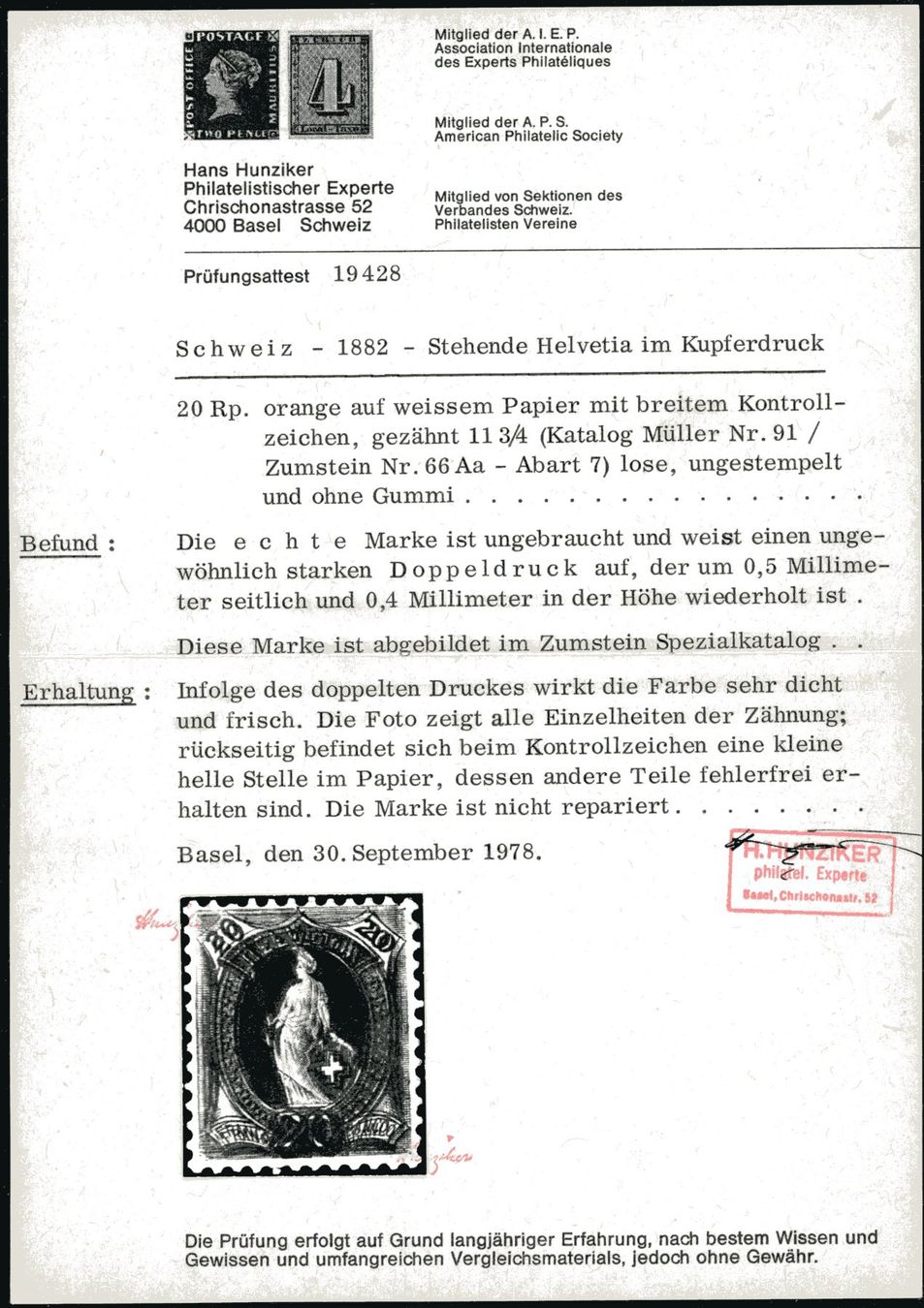 Tutti i francobolli: 1882 - Stehende Helvetia - Abart – Nuovo (secondo la descrizione) da Schindellegi venduto da leecollect 2