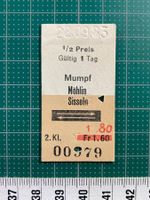 Mumpf - Möhlin / Sisseln, altes Bahn Billett, SBB