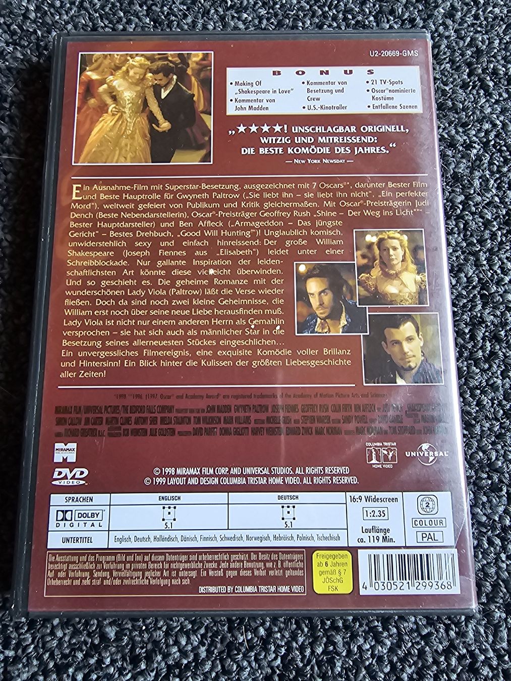 Tous les DVDs: Shakespeare in Love (22150) – D'occasion à Ruswil par jan_bxl5 1