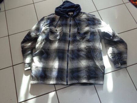 Jacke kariert blau,grau mit Brusttasche und Reissverschluss