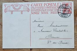 Ganzsache Biel/Bienne 4.X 1909 (Ersttag !)