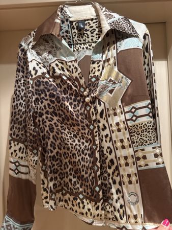 Roberto Cavalli silk shirt, animal print - size M