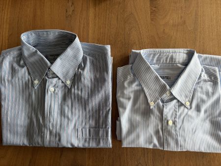 2x Herren-Kurzarmhemden, gestreift, Grösse 41