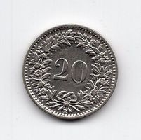 (1128) Schweiz, 20 Rappen, 1925, Super, stgl