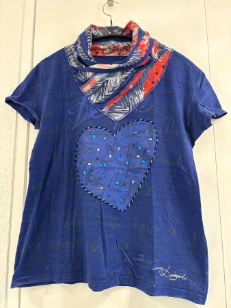Desigual Oberteil/Shirt, royalblau, XL, spezieller Kragen