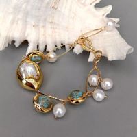 20 cm Perlmutt & weiss Perlen Armband Bracelet Verre Murano