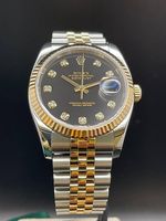 Rolex Datejust 36  Black Schwarz Jub.Diamanten stahl gold