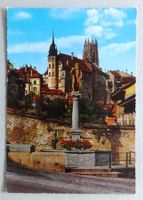 Fribourg, vue partielle avec fontaine du Sauvage