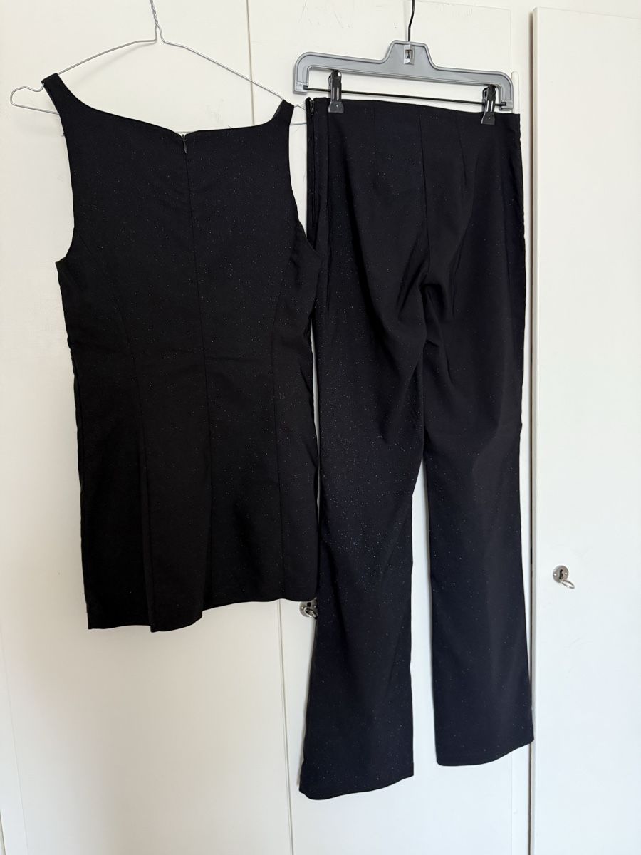 Completi & Tailleur: Schwarzer Festanzug Gr. M Top & Hose Zebra Glitzer – Nuovo (secondo la descrizione) da Zürich venduto da Herbion1 1