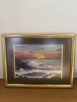 Framed Seascape Painting Sunset