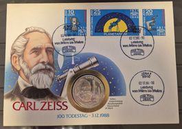 Numisbrief Carl Zeiss mit 10 DM Silber ab 1 Fr.