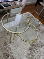 Beistelltisch Set 3-teilig Metall gold Glas rund