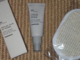 Nommon Instant Glow Up, Primer golden shimmer, loofah, glow