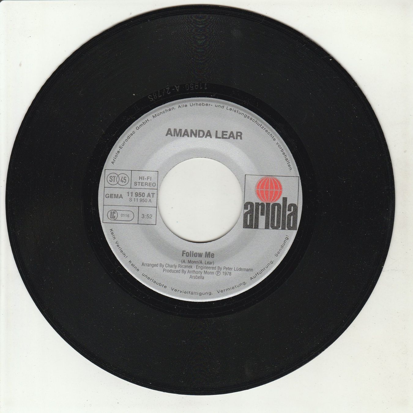 Schallplatten: Amanda Lear - Follow me 7" Vinyl 1978 – Gebraucht aus Tübach von JamesStone 2
