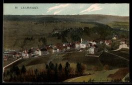 AK Les Brenets, Vue générale du village avec église